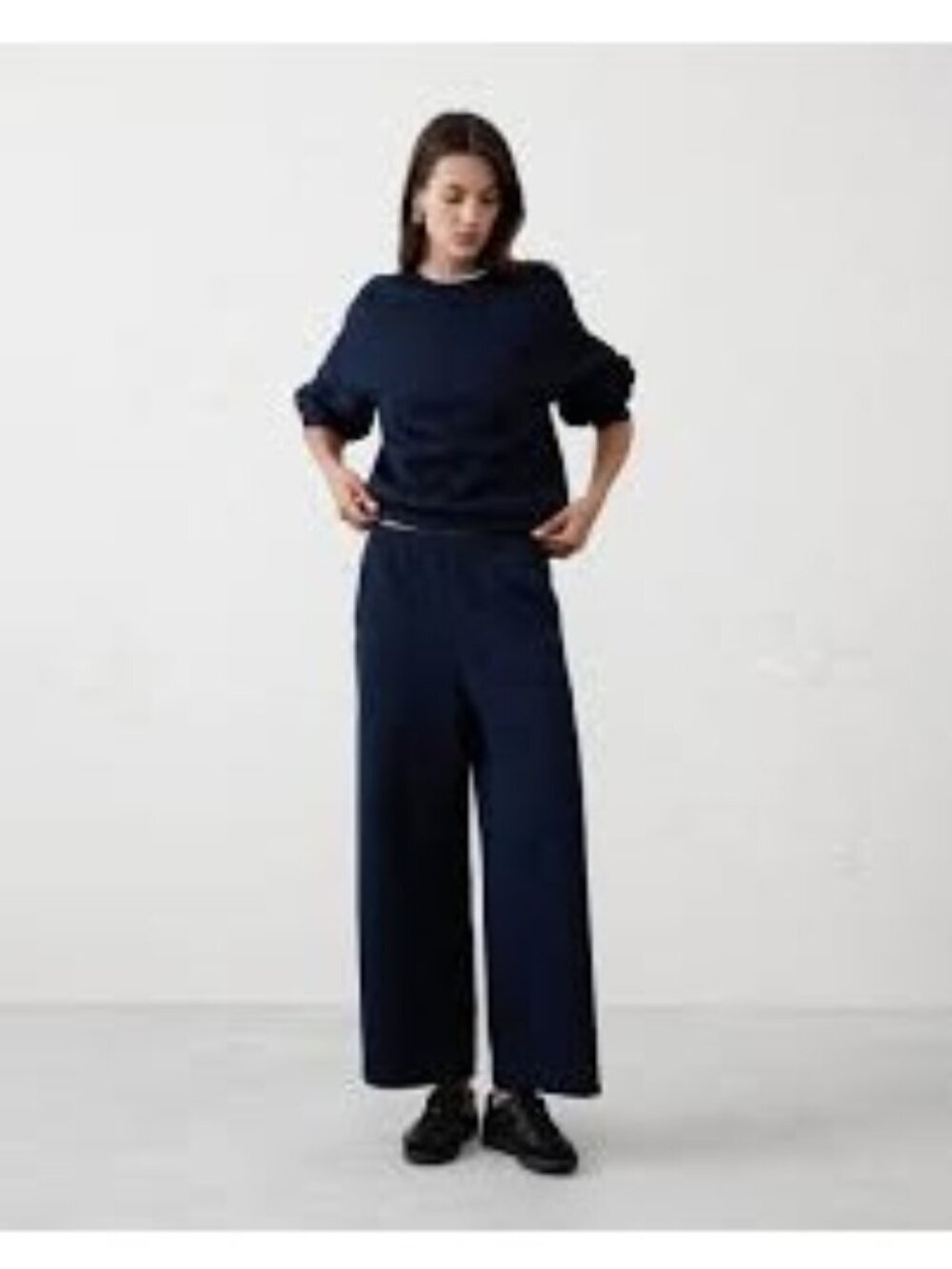 NWT Banana Republic Wide Leg Knit Scuba Ankle Pants in Navy Size M